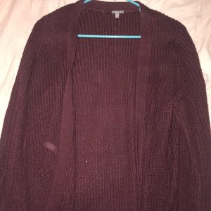 long burgundy cardigan